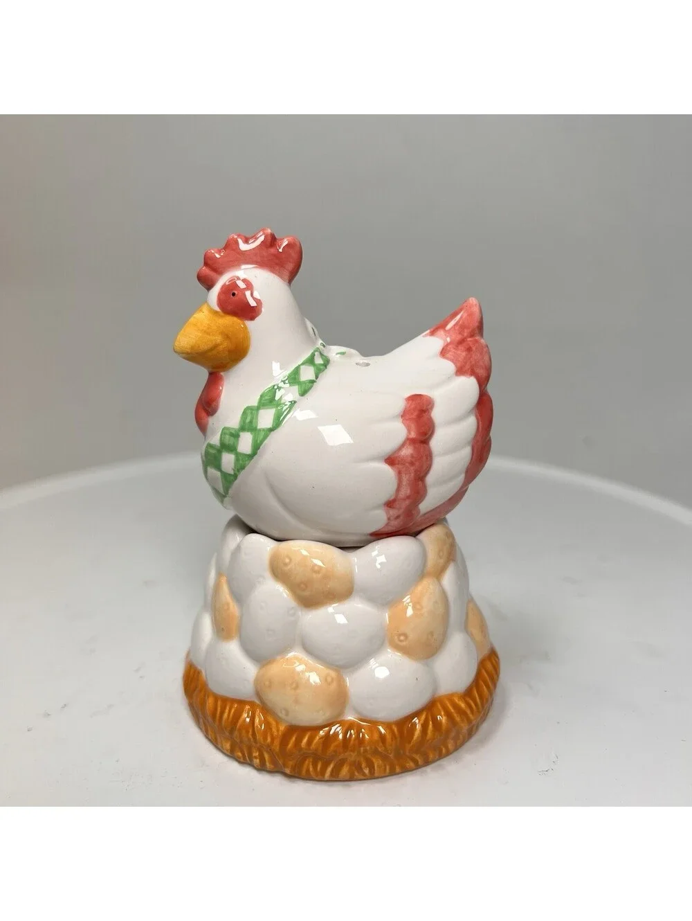 Vintage Ceramic Hen on Nest with Egg Salt & Pepper Shakers